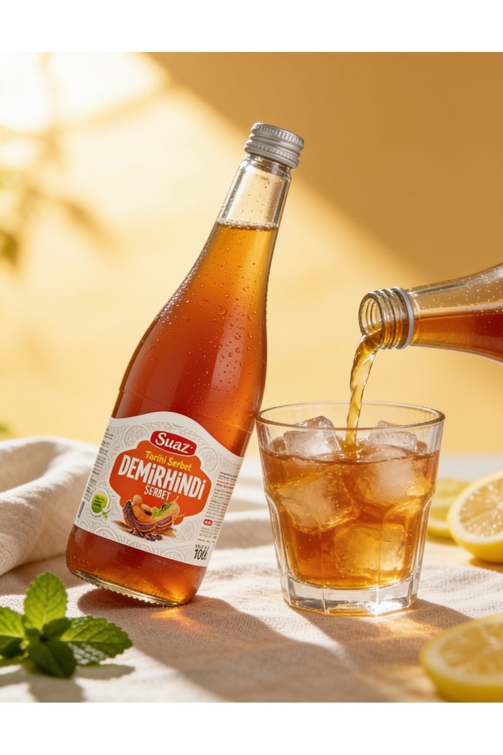 Doğal Demirhindi Şerbeti 1 Litre Cam Şişe