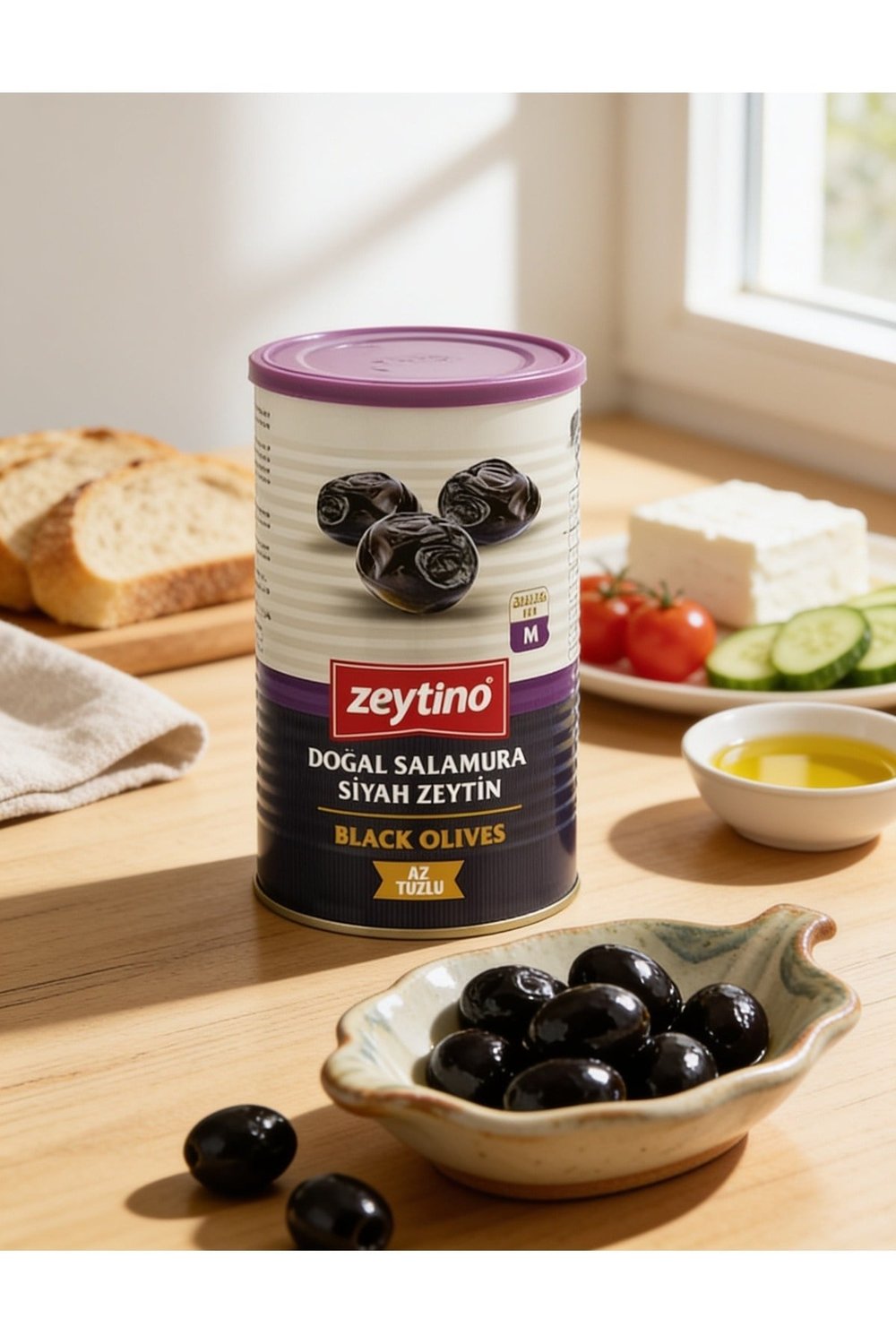 Doğal Salamura Gemlik Siyah Zeytin 800 Gr (261/290) M Az Tuzlu