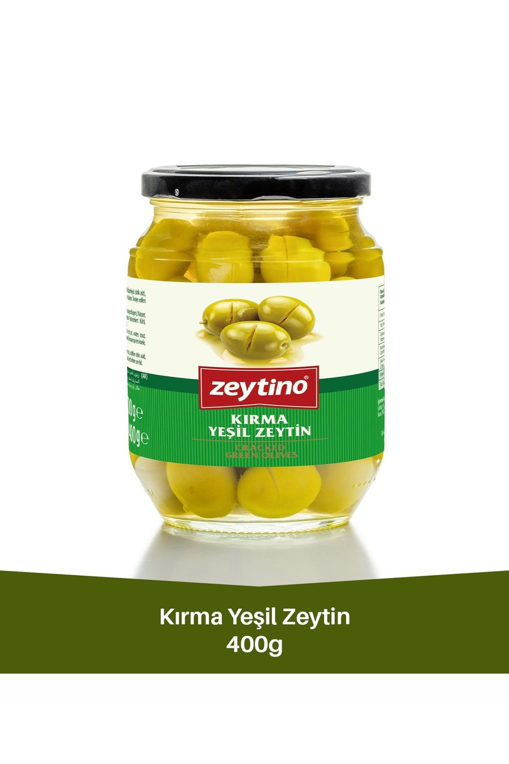 Kırma Yeşil Zeytin 400 gr (141/160) 4XL Cam Kavanoz