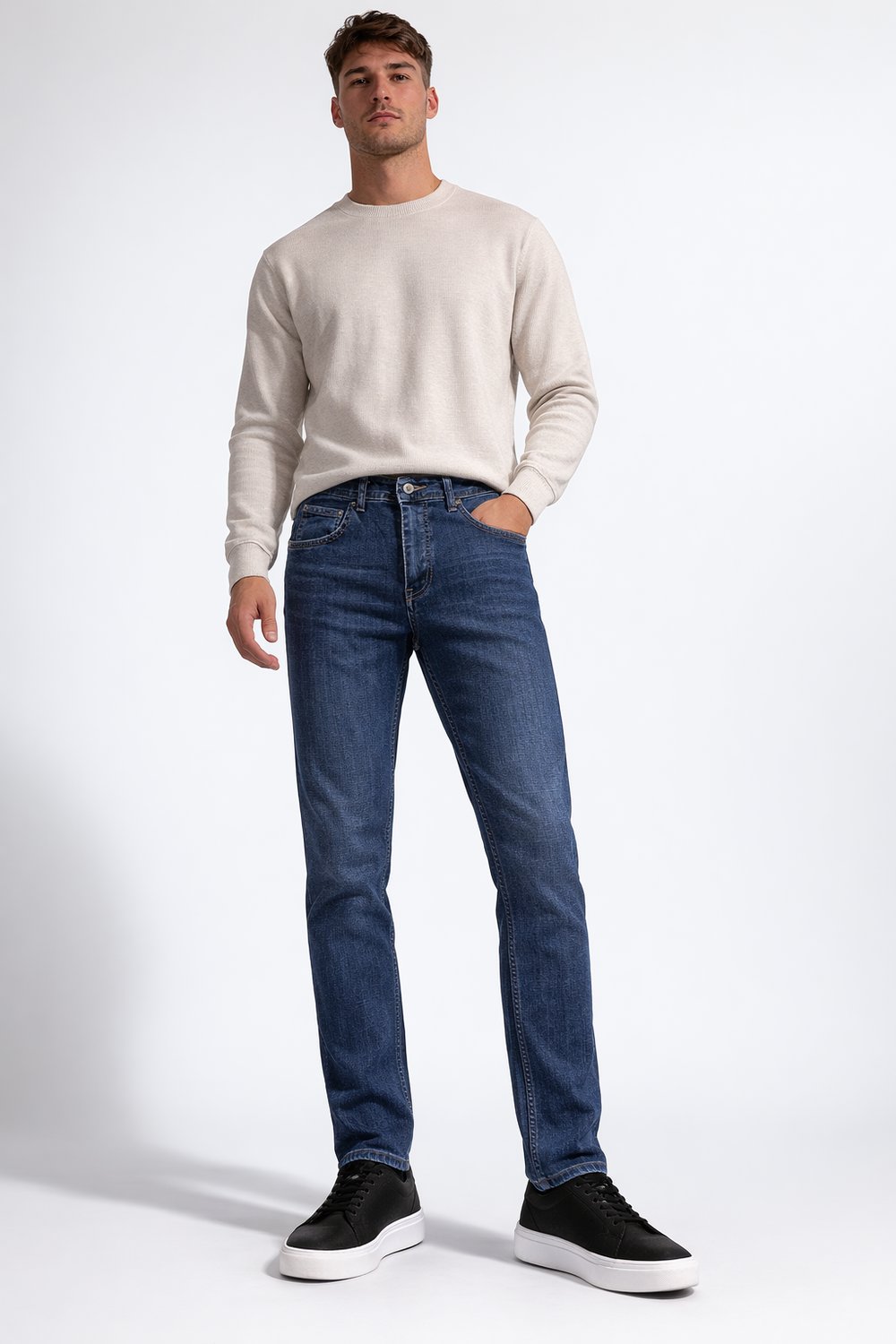 Likralı Premium Comfort Regular Rahat Kesim Mavi Jeans