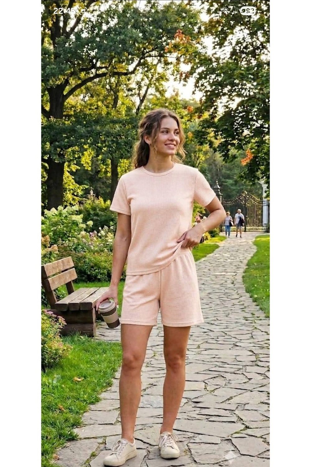 Kadın Waffle Kumaş Şortlu Takım