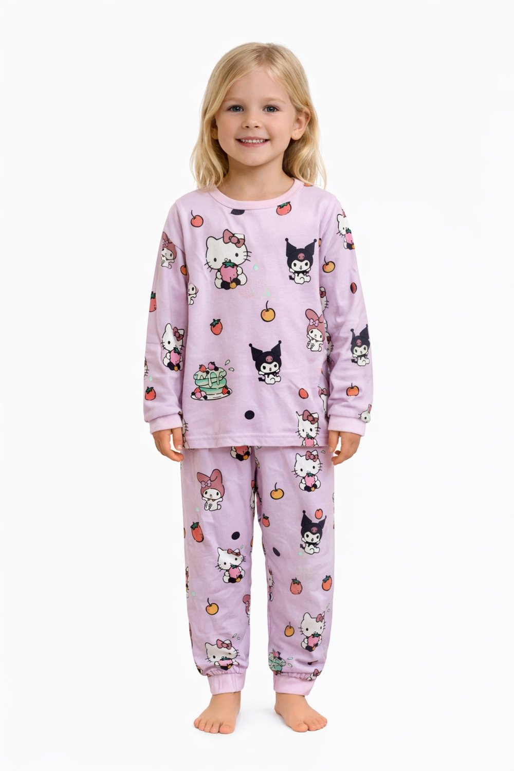 Kuromi Hello Kitty Desenli Kız Çocuk Pijama Takımı