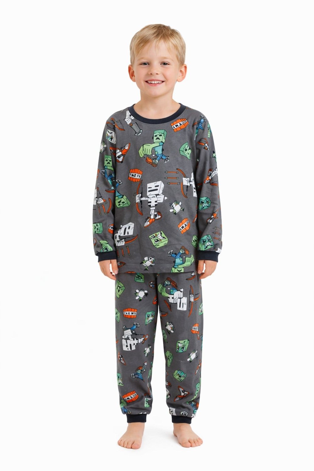 Minecraft Desenli Erkek Çocuk Pijama Takımı