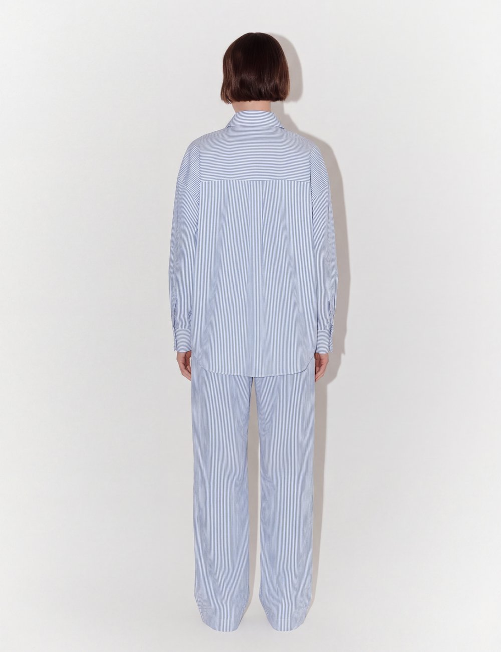 Contrast Leg Striped Loungewear Set In Blue and White