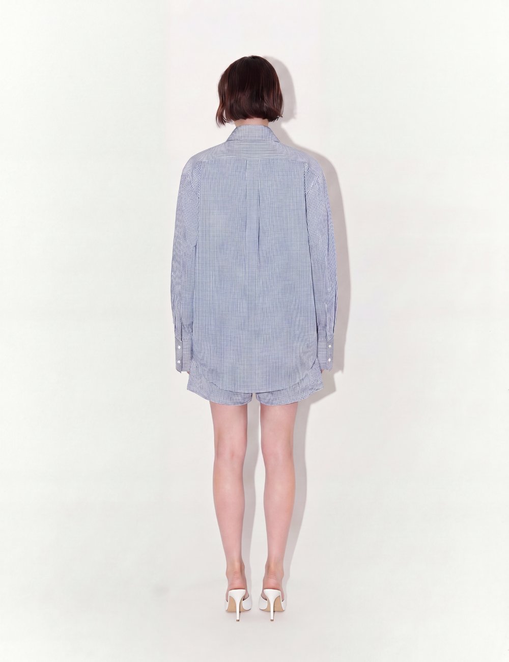 Relaxed Fit Gingham Shirt And Shorts Set In Blue and White