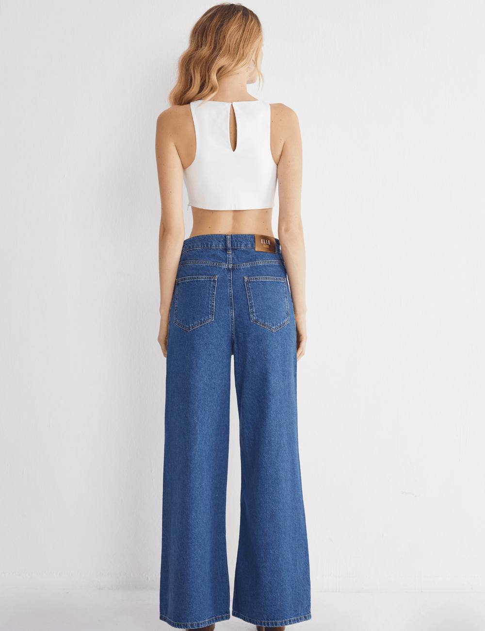Leopar Şeritli Yüksek Bel Bol Paça Denim Jeans