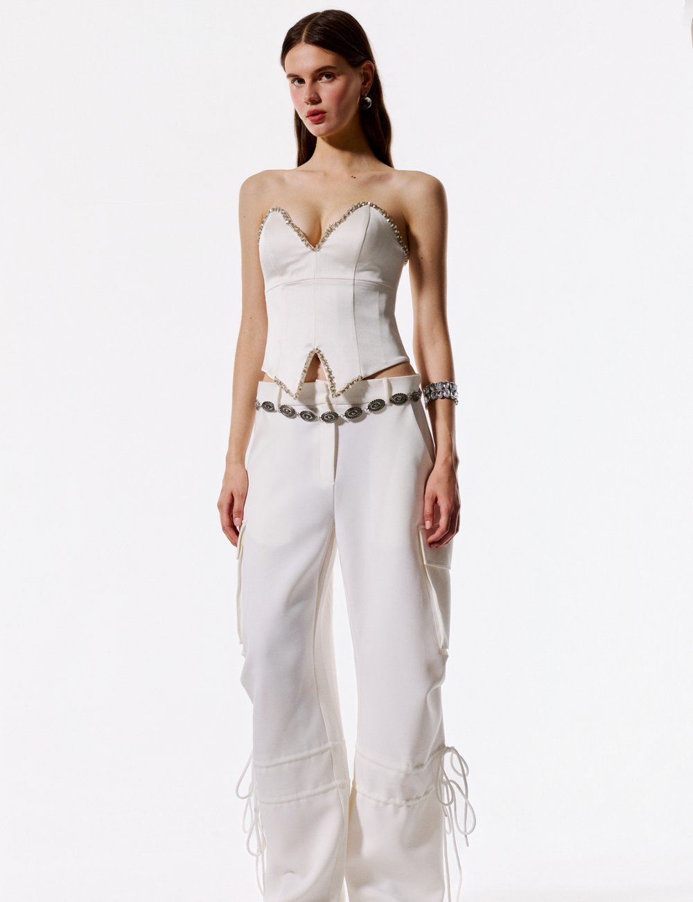 Peony Korse Top Beyaz