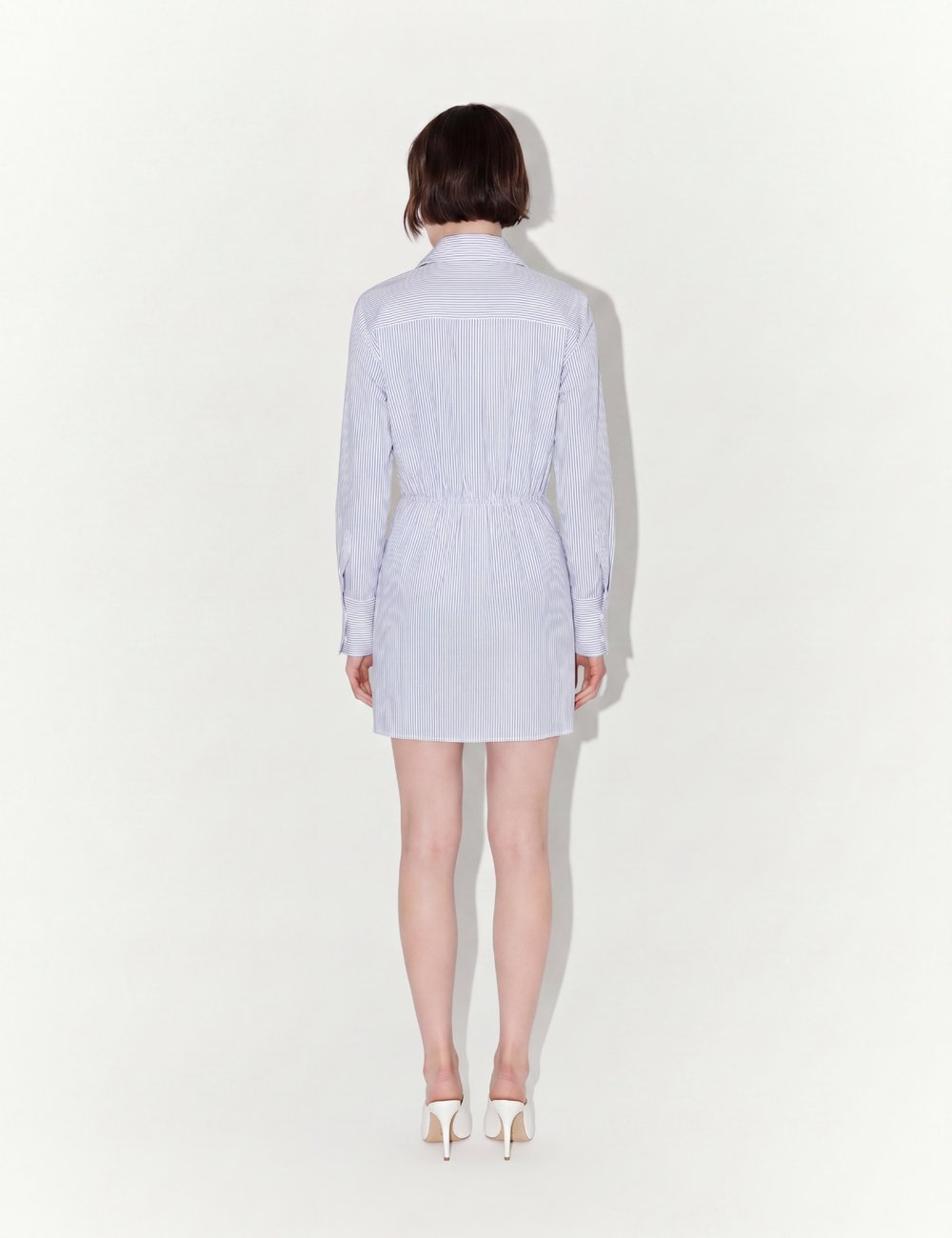Striped Shirt Dress In Blue and White