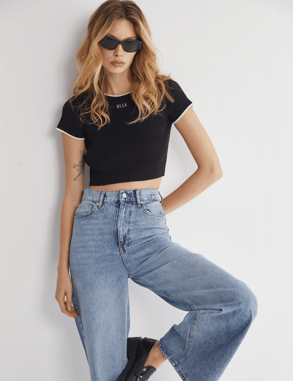 Yüksek Bel Bol Paça Açık Mavi Jeans