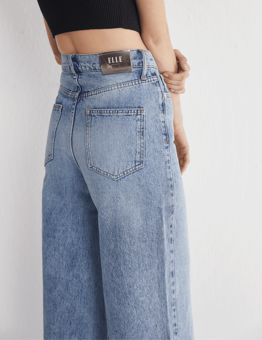 Yüksek Bel Bol Paça Açık Mavi Jeans