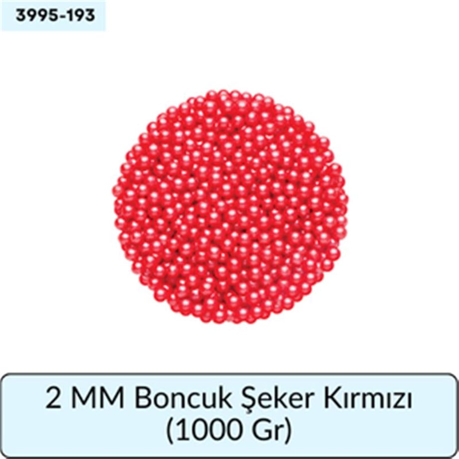 2 Mm Boncuk Şeker Kırmızı   (1000 Gr)