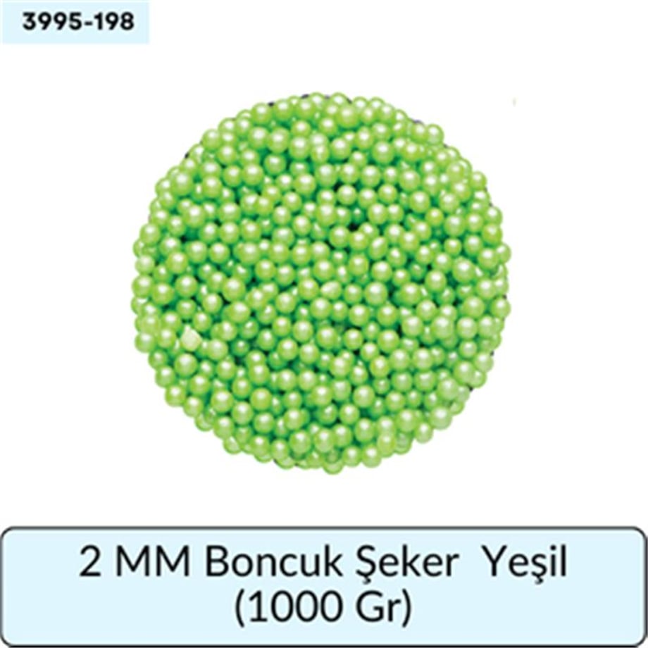 2 Mm Boncuk Şeker Yeşil   (1000 Gr)
