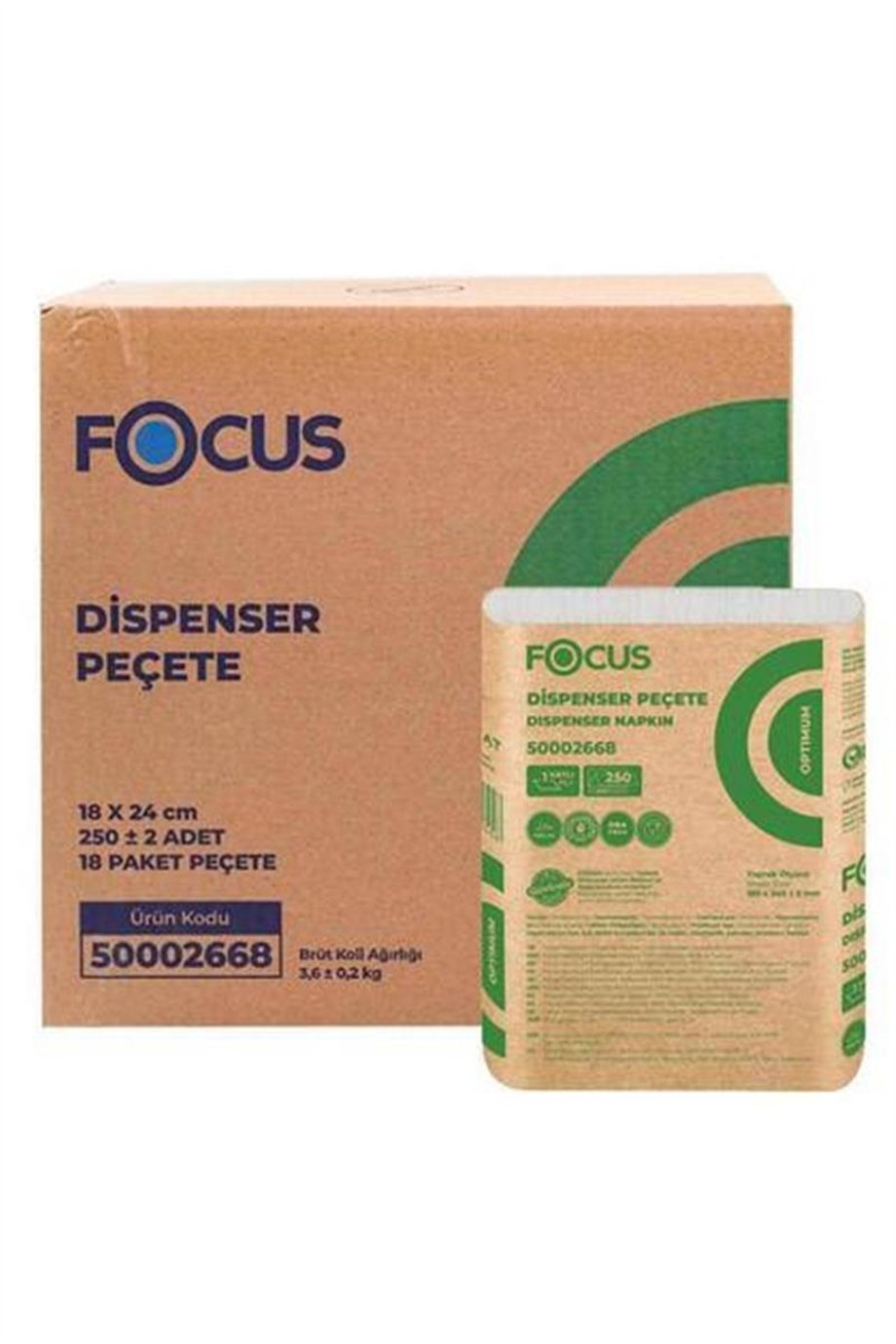2668 FOCUS OPTIMUM DISP. PEÇETE 250Lİ 18 PKT 3,6KG