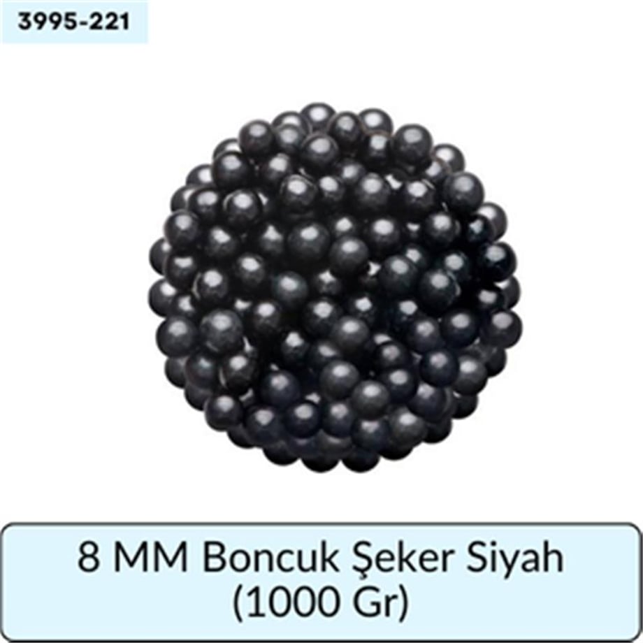 8 Mm Boncuk Şeker Siyah   (1000 Gr)
