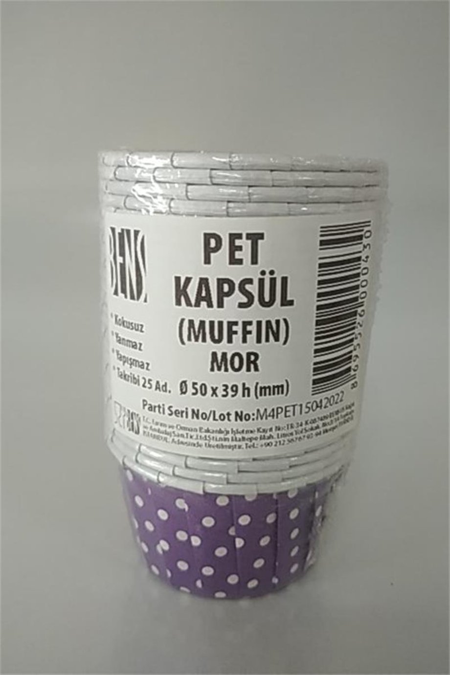 Bens Pet Cup 50*39 Cm Mor Üstü Beyaz (25 Lİ)