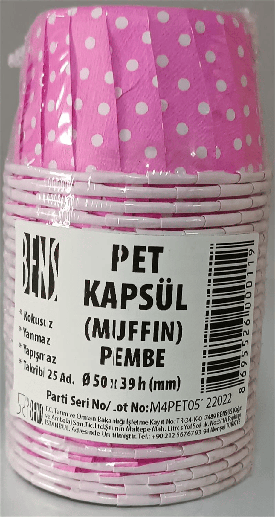Bens Pet Cup 50*39 Cm Pembe Üstü Beyaz (25 Lİ)