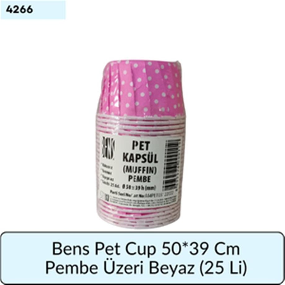 Bens Pet Cup 50*39 Cm Pembe Üstü Beyaz (25 Lİ)