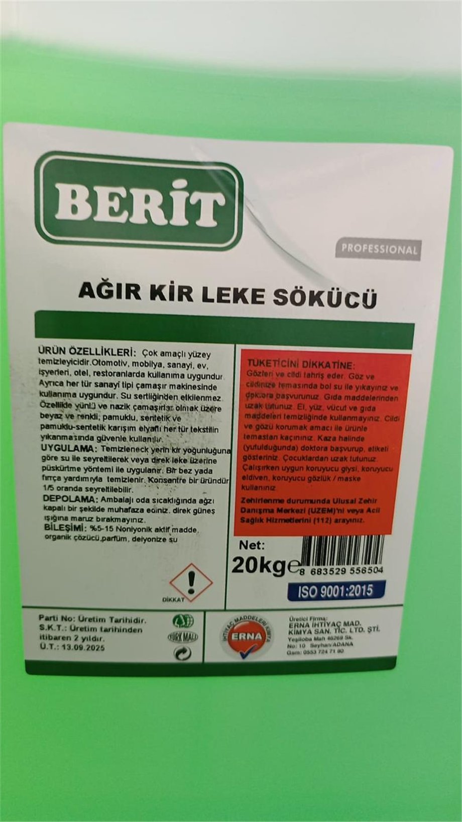 Berit Ağır Kir ve Leke Sökücü (20 KG)