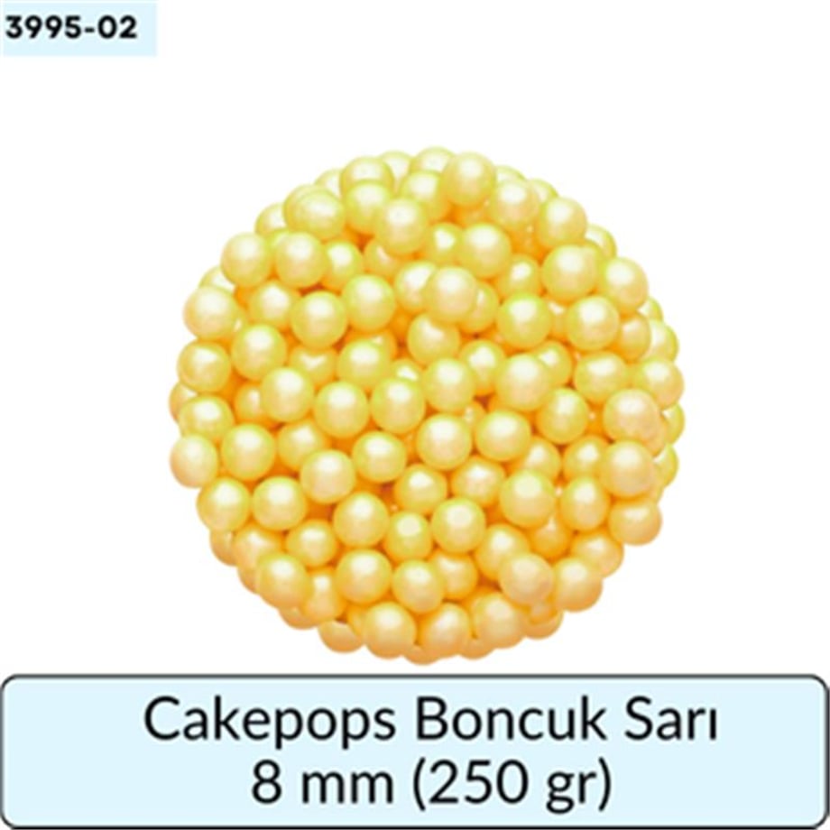 Cakepops Boncuk Sarı  8 Mm  (250 Gr)