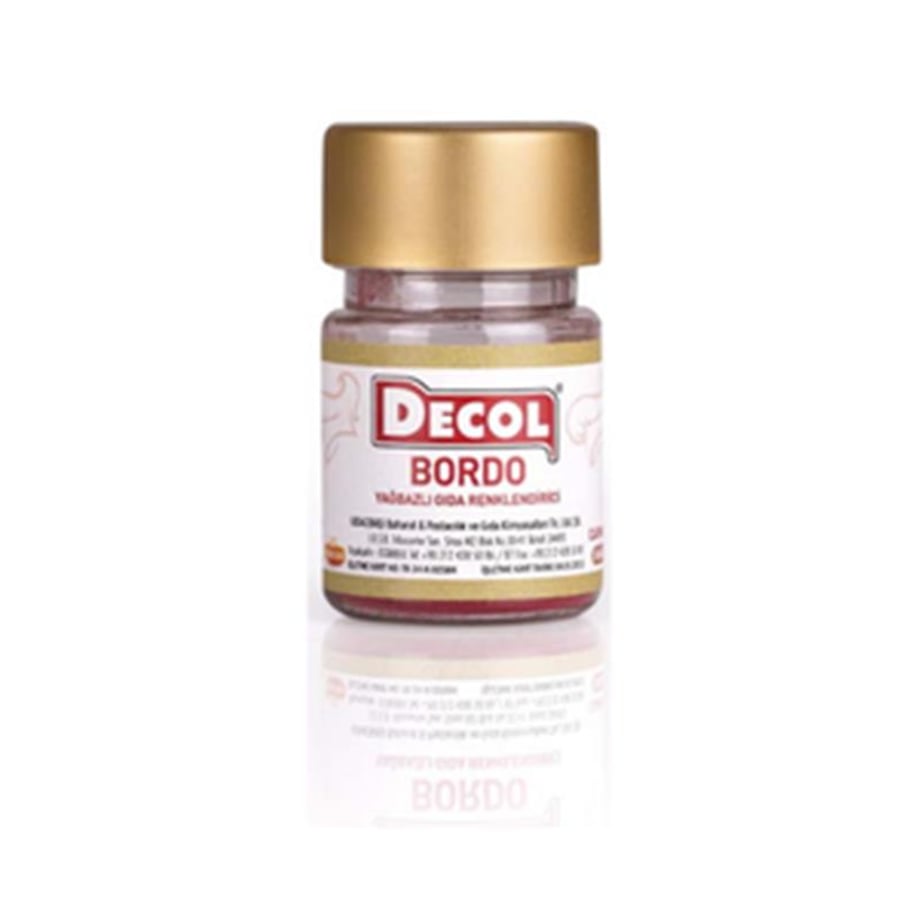 Decol Bordo Yağ Bazlı Lake Toz Gıda Boyası  (7 GR)