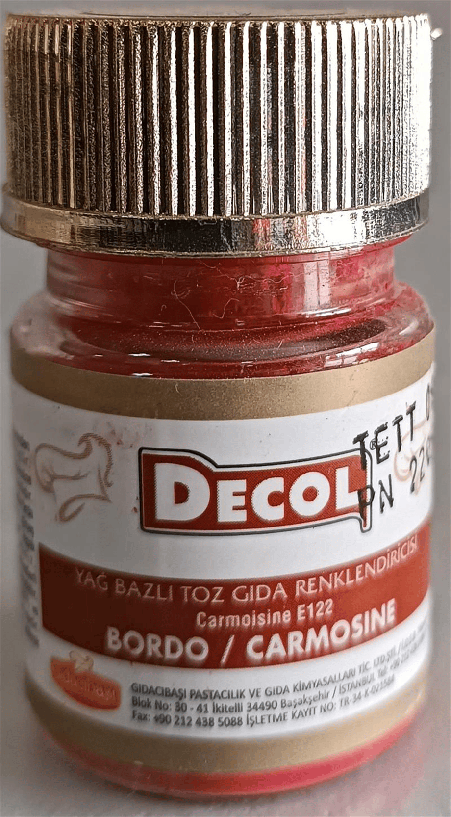 Decol Bordo Yağ Bazlı Lake Toz Gıda Boyası  (7 GR)