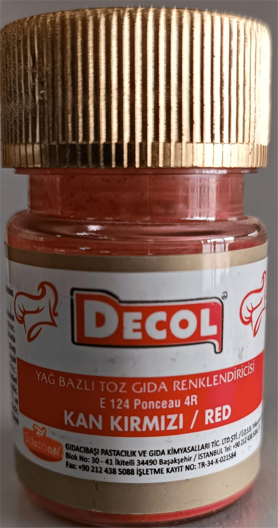 Decol Kırmızı Yağ Bazlı Lake Toz Gıda Boya  (7 GR)