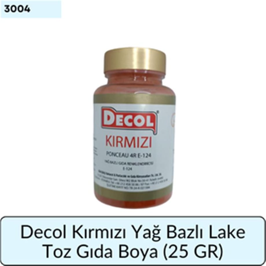 Decol Kırmızı Yağ Bazlı Lake Toz Gıda Boya (25 GR)