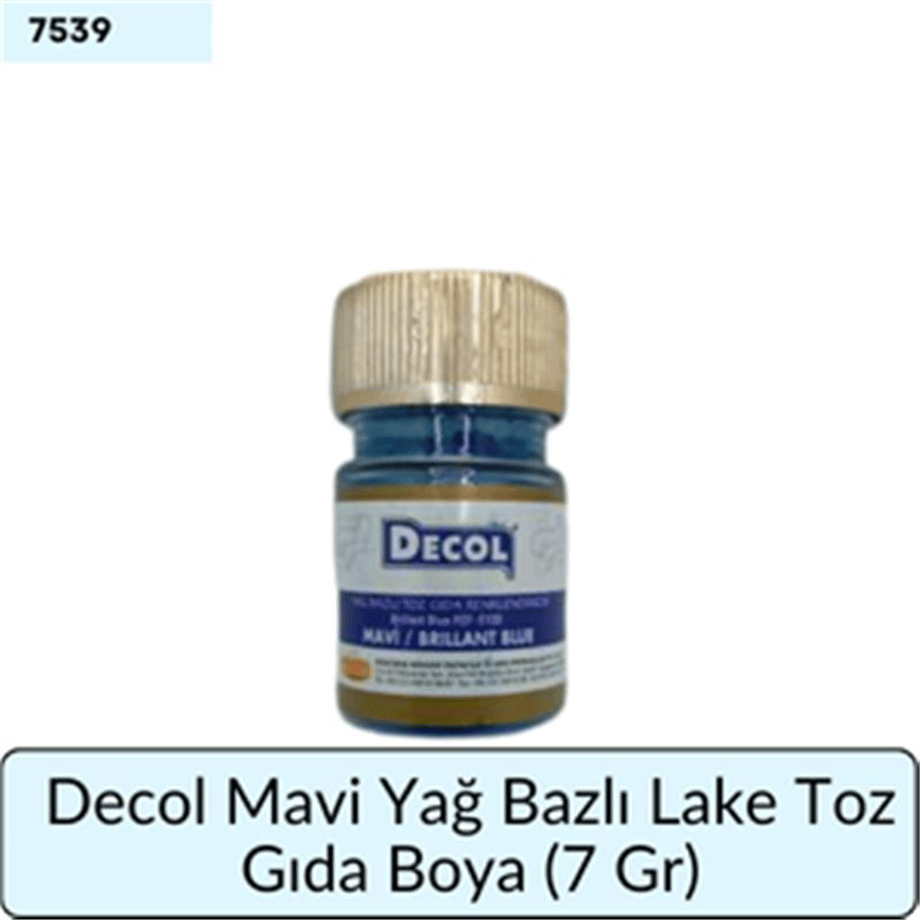 Decol Mavi Yağ Bazlı Lake Toz Gıda Boyası   (7 GR)
