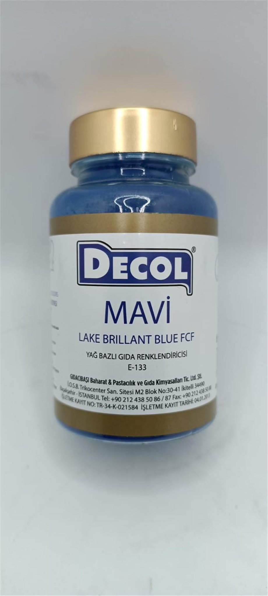 Decol Mavi Yağ Bazlı Lake Toz Gıda Boyası  (25 GR)