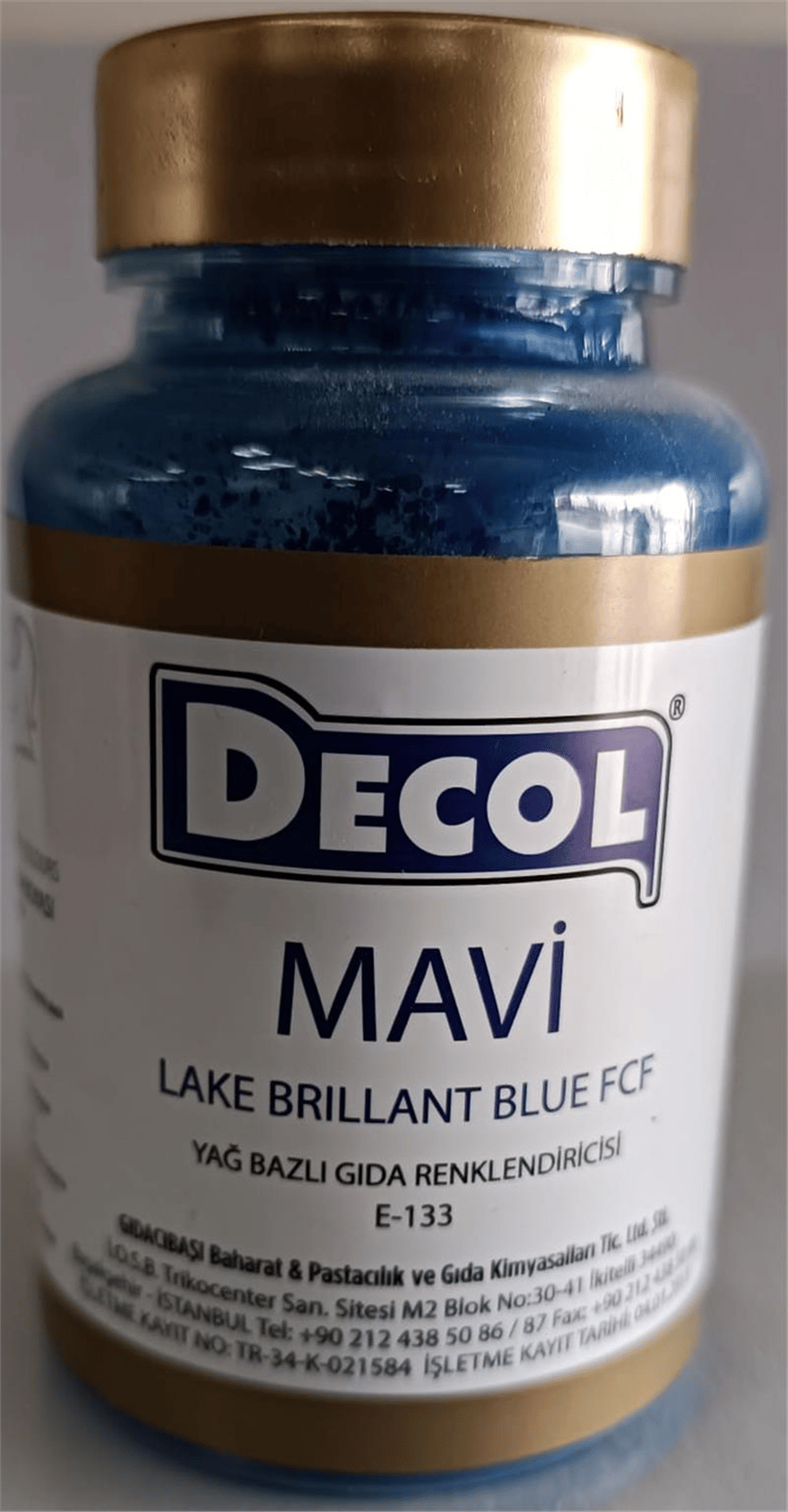 Decol Mavi Yağ Bazlı Lake Toz Gıda Boyası  (25 GR)