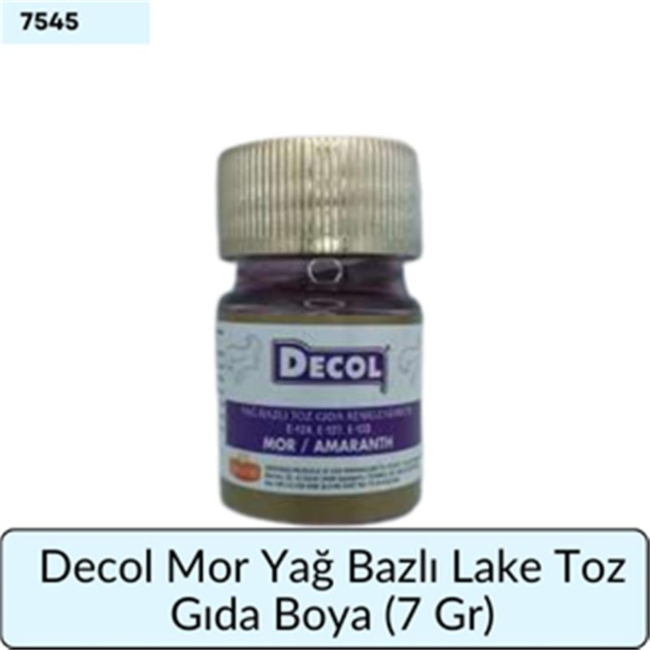 Decol Mor Yağ Bazlı Lake Toz Gıda Boyası   (7 GR)
