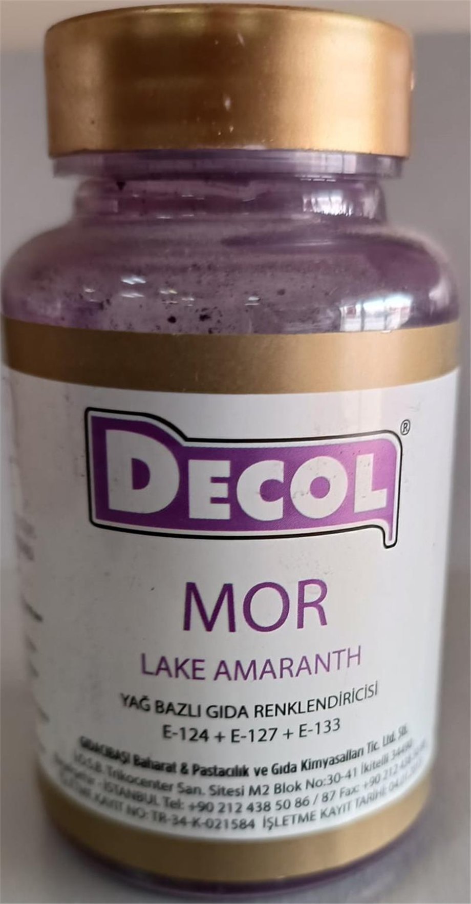 Decol Mor Yağ Bazlı Lake Toz Gıda Boyası   (25 GR)