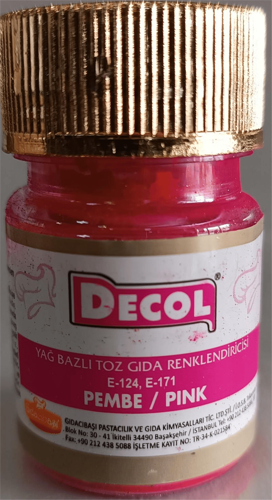 Decol Pembe Yağ Bazlı Lake Toz Gıda Boyası  (7 GR)