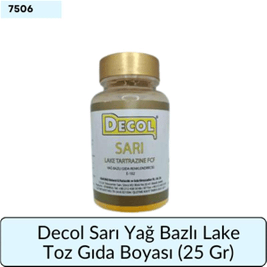 Decol Sarı Yağ Bazlı Lake Toz Gıda Boyası  (25 GR)
