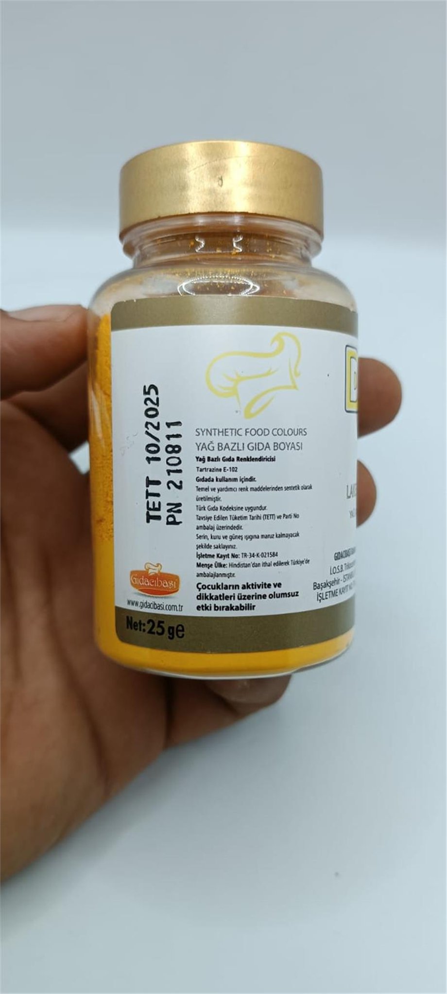 Decol Sarı Yağ Bazlı Lake Toz Gıda Boyası  (25 GR)