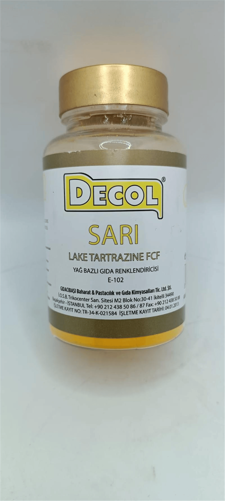 Decol Sarı Yağ Bazlı Lake Toz Gıda Boyası  (25 GR)