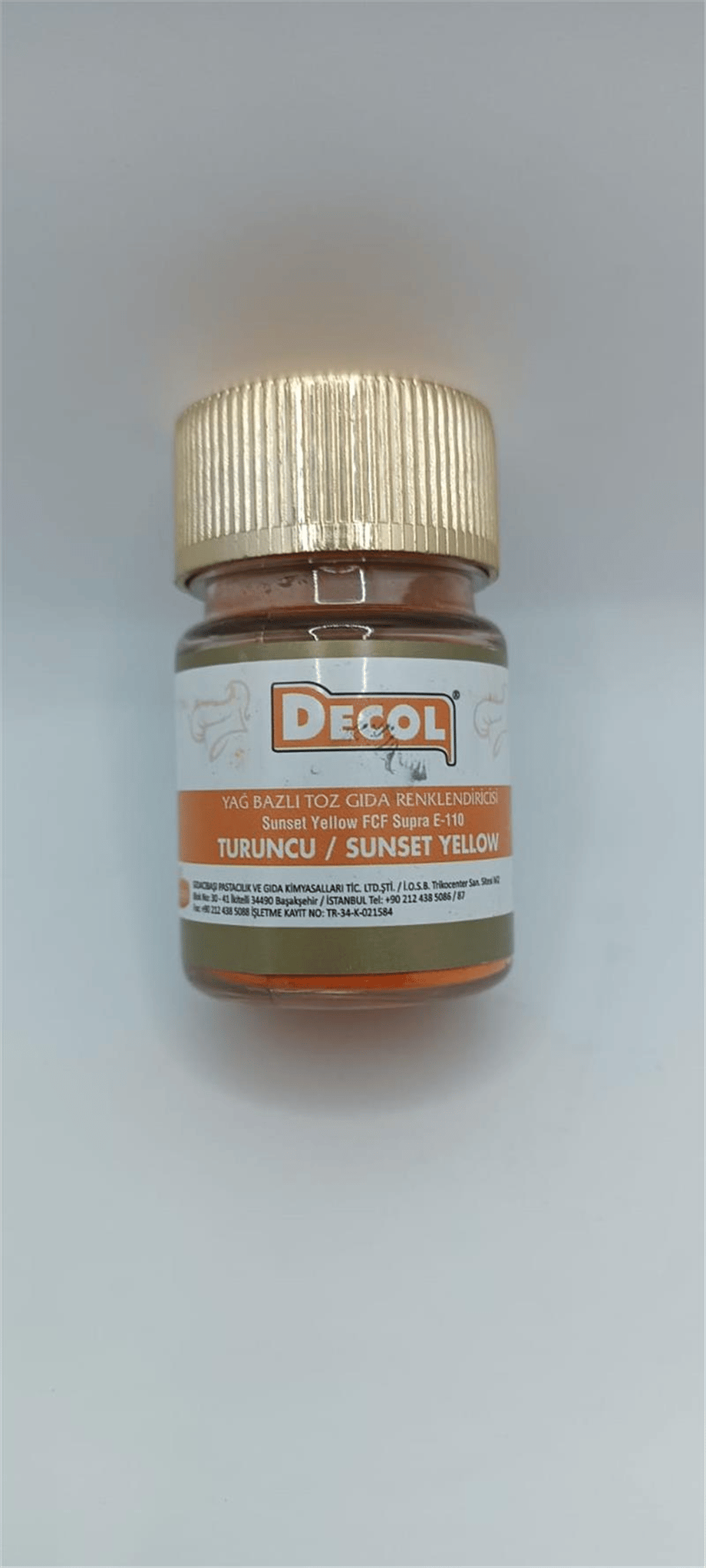 Decol Turuncu Yağ Bazlı Lake Toz Gıda Boya  (7 GR)