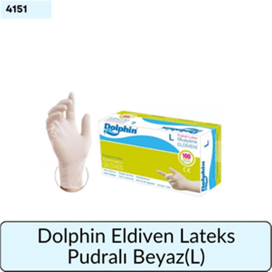 Dolphin Eldiven Lateks Pudralı Beyaz (L)