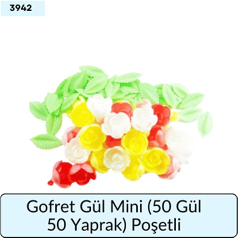 Gofret Gül Mini (50 Gül 50 Yaprak) POŞETLİ