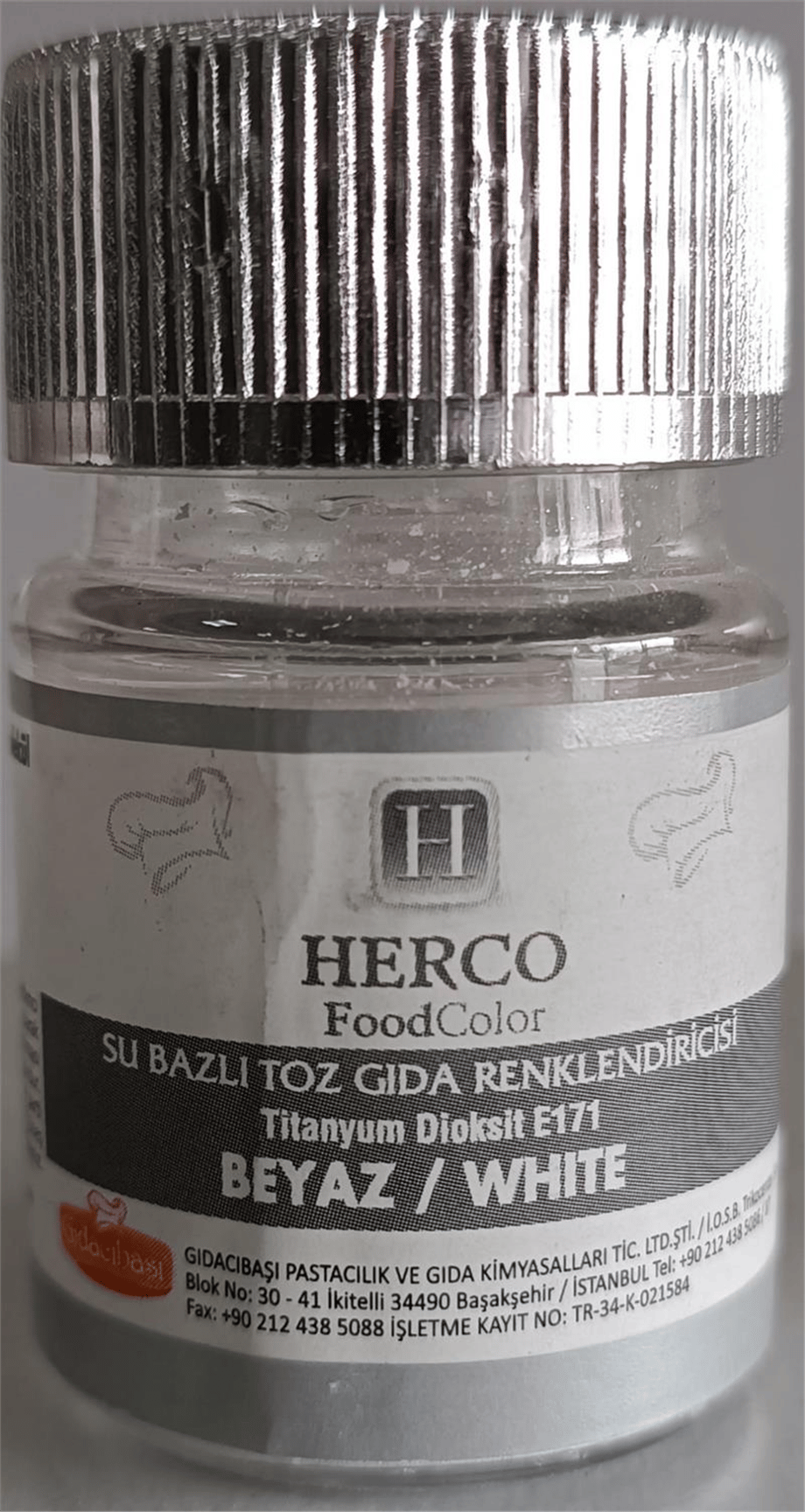Herco Beyaz Su Bazlı Toz Gıda Boyası   (10 GR)
