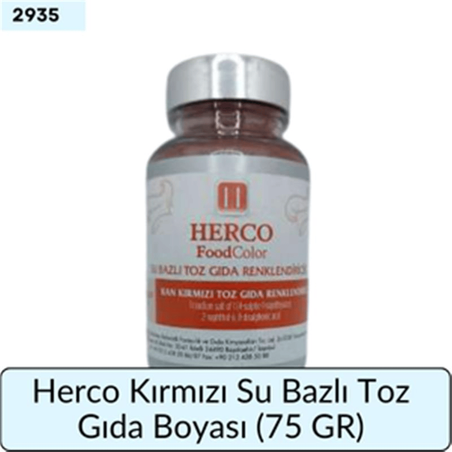 Herco Kırmızı Su Bazlı Toz Gıda Boyası   (75 GR)