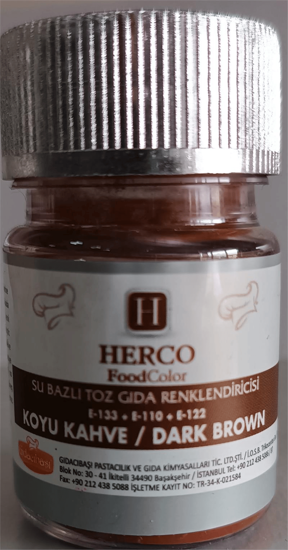 Herco Koyu Kahve Su Bazlı Toz Gıda Boyası  (10 GR)