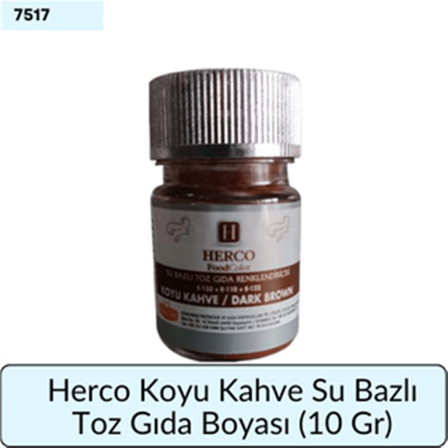 Herco Koyu Kahve Su Bazlı Toz Gıda Boyası  (10 GR)