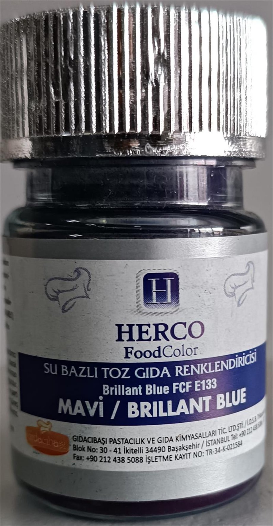 Herco Mavi Su Bazlı Toz Gıda Boyası   (10 GR)