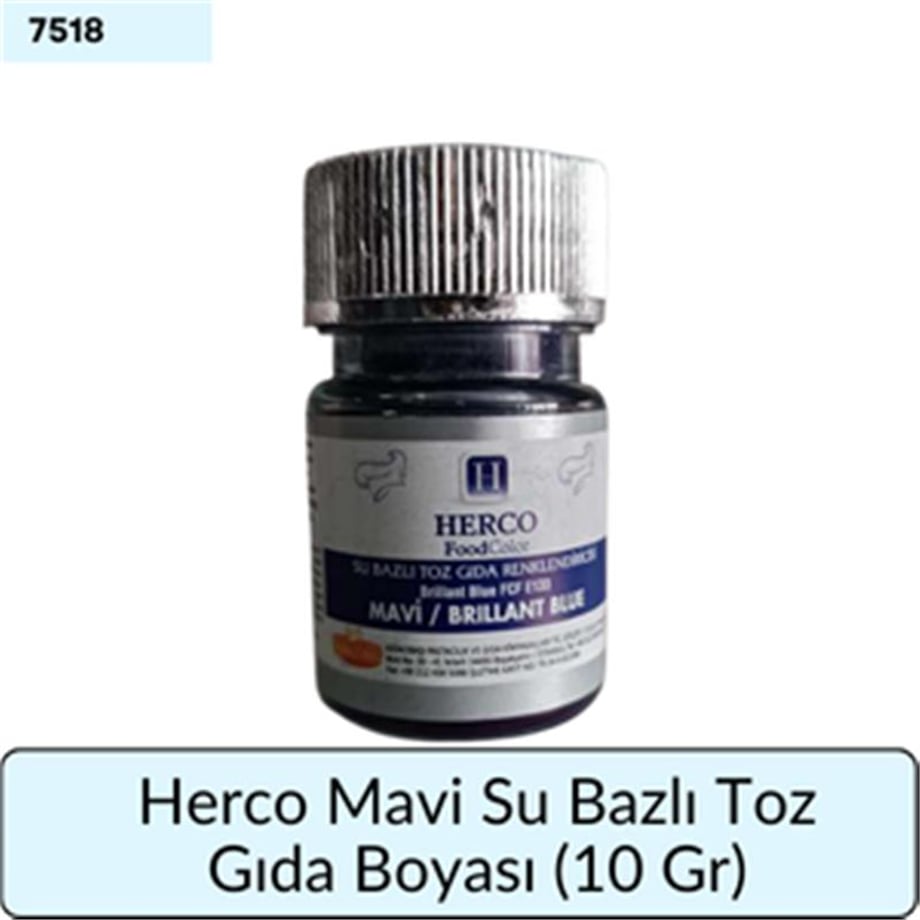 Herco Mavi Su Bazlı Toz Gıda Boyası   (10 GR)