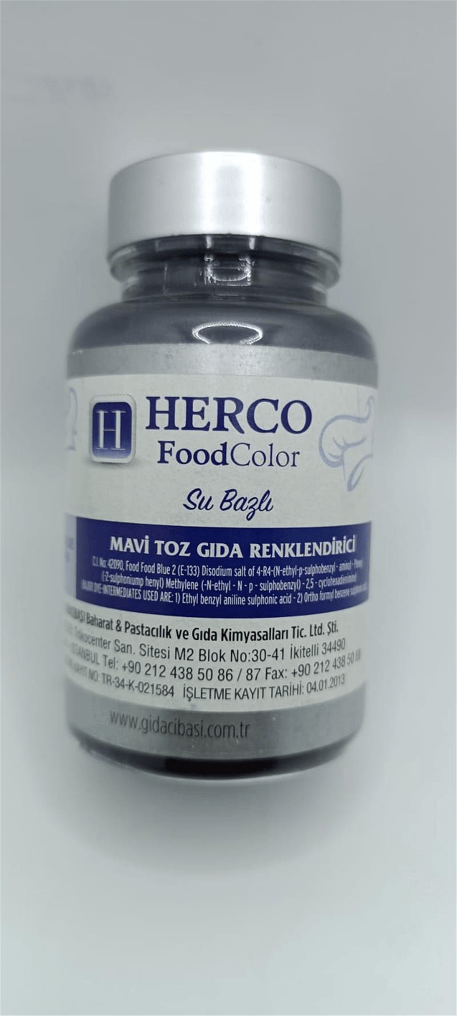 Herco Mavi Su Bazlı Toz Gıda Boyası   (75 GR)