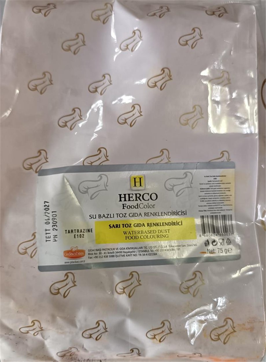 Herco Sarı Su Bazlı Toz Gıda Boyası   (1 Kg)