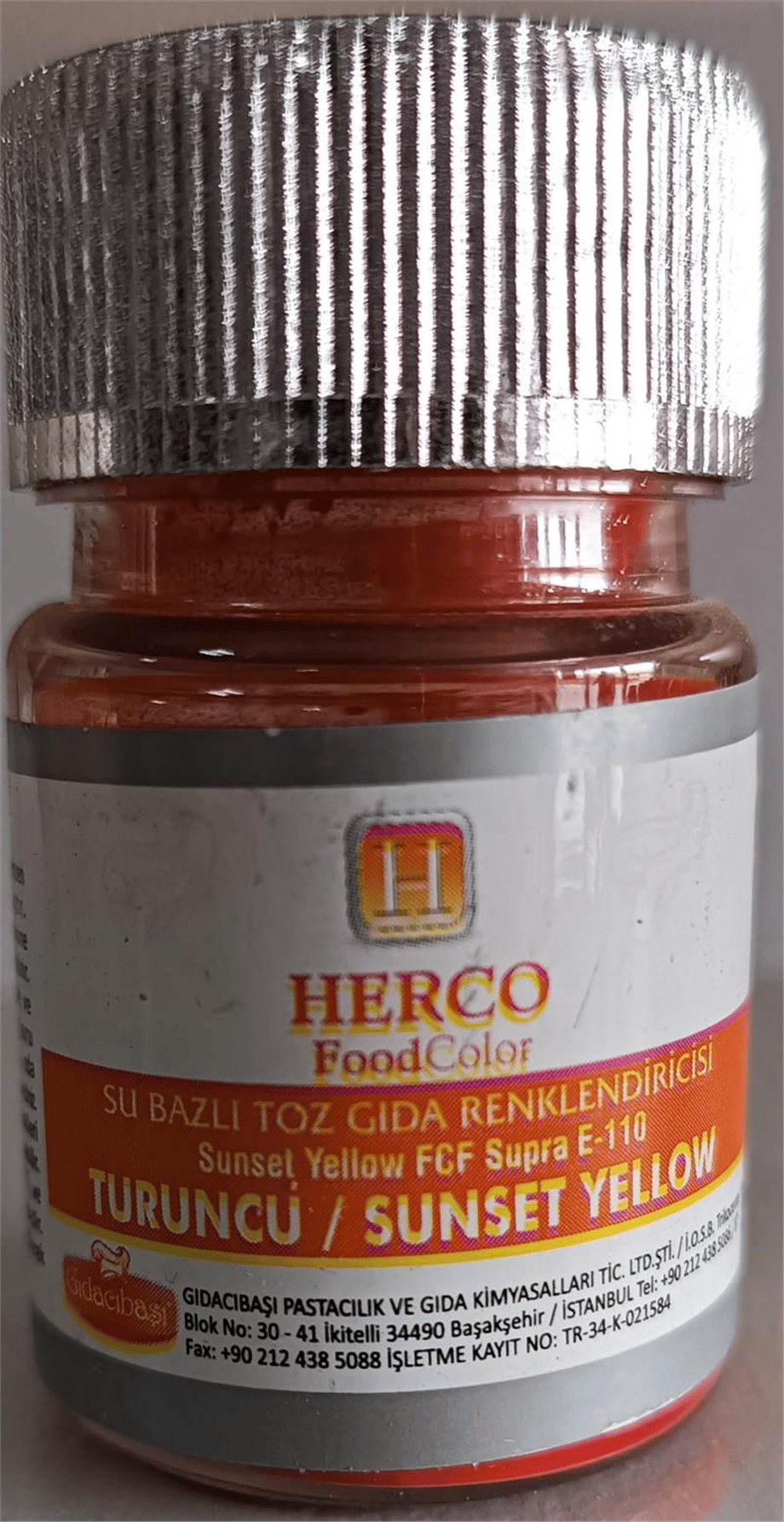 Herco Turuncu Su Bazlı Toz Gıda Boyası   (10 GR)