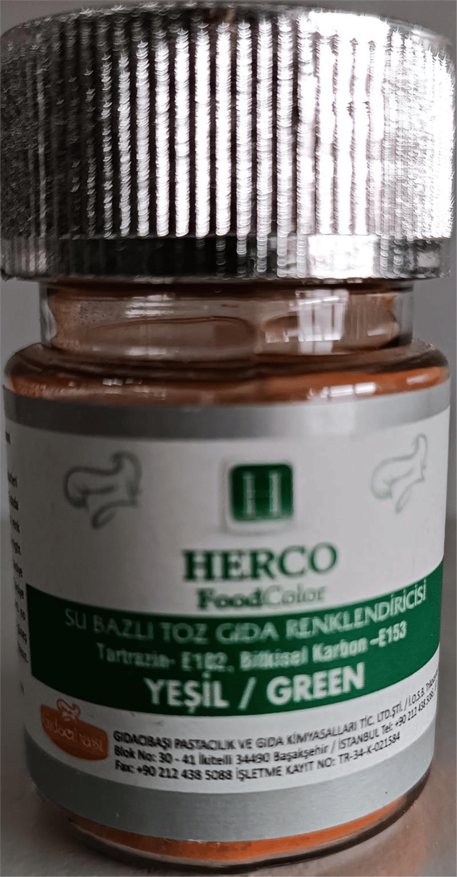 Herco Yeşil Su Bazlı Toz Gıda Boyası   (10 GR)
