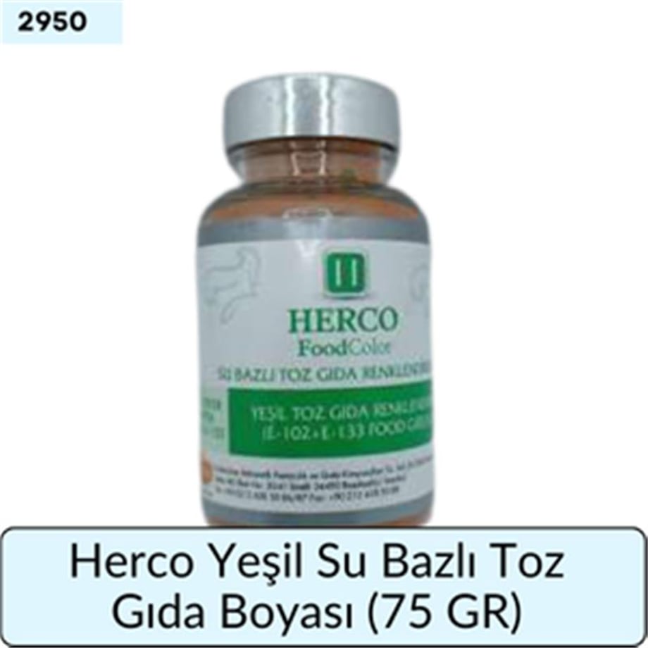 Herco Yeşil Su Bazlı Toz Gıda Boyası   (75 GR)